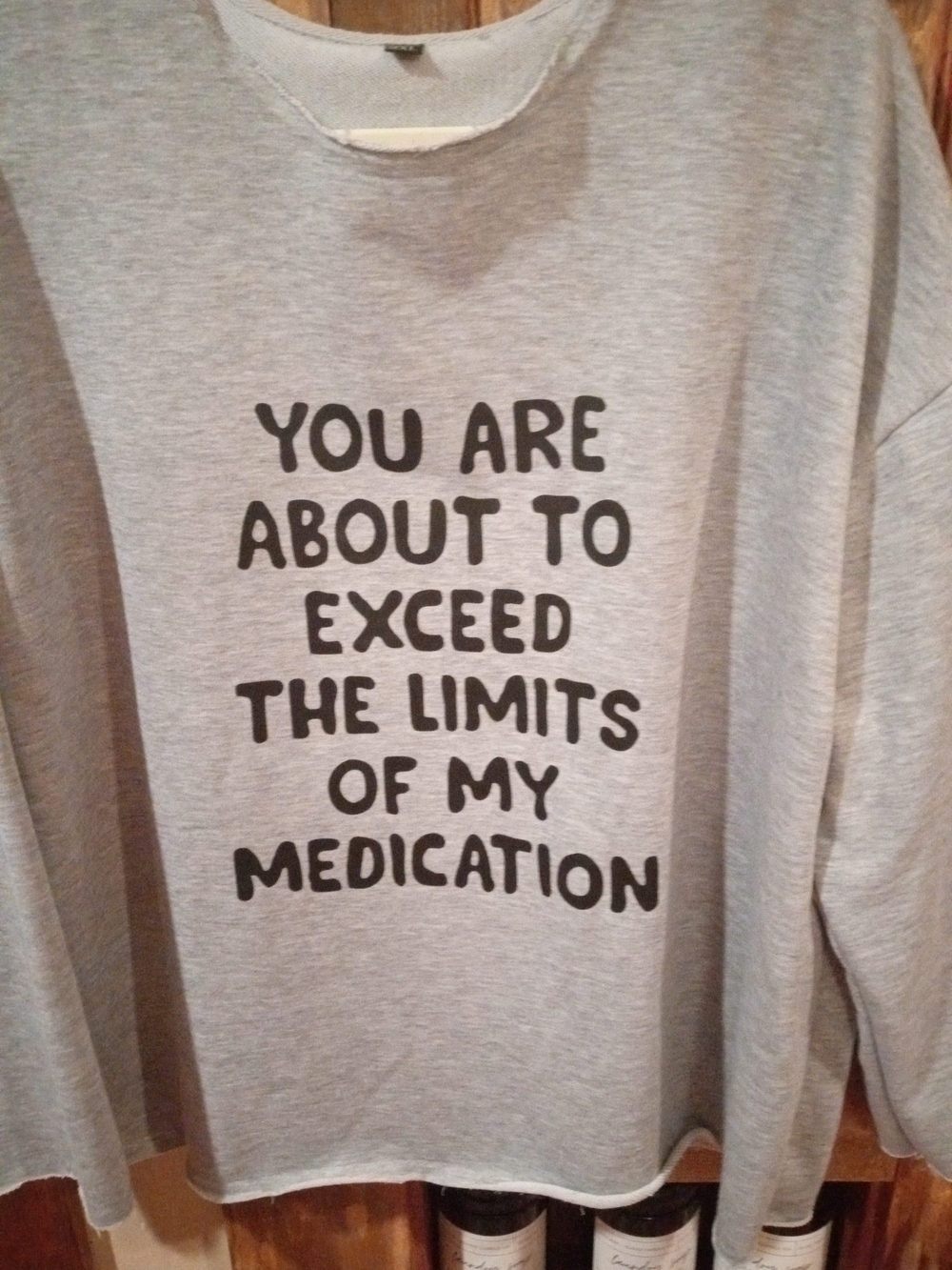 Grey Graphic Sweatshirt with Bold Black Text